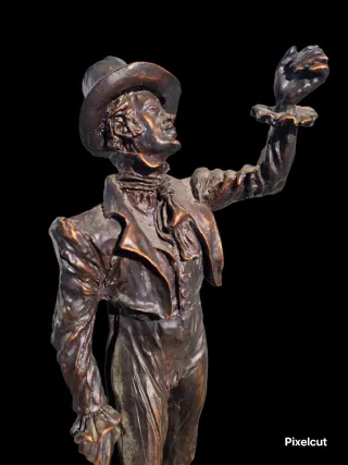 Figura publicitária bronze e pedra Tio Mateo retro