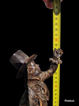 Figura publicitária bronze e pedra Tio Mateo retro