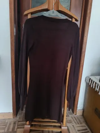 Vestido Malha Manga Comprida castanho