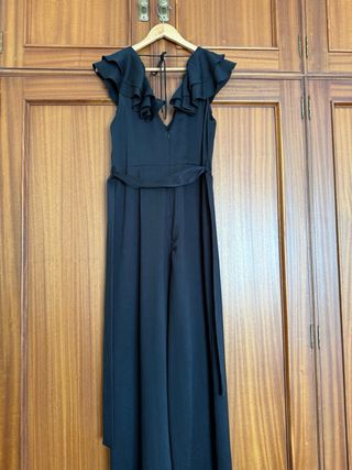 Mono Mango Negro Talla L Volantes