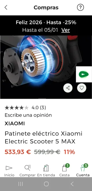Patinete Eléctrico Xiaomi Scooter 5 MAX