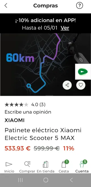 Patinete Eléctrico Xiaomi Scooter 5 MAX