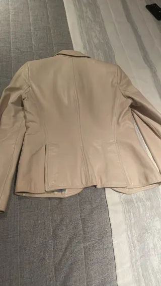 Chaqueta Piel Mujer Massimo Dutti Beige
