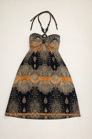 Vestido boho negro estampado  – verano