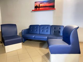 Set Divano e Poltrona in Eco-pelle Blu Notte