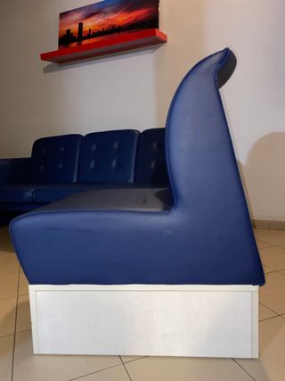 Set Divano e Poltrona in Eco-pelle Blu Notte