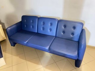 Set Divano e Poltrona in Eco-pelle Blu Notte