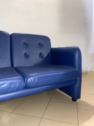 Set Divano e Poltrona in Eco-pelle Blu Notte