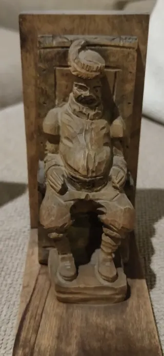 Sujetalibros de madera tallada QUIJOTE Y SANCHO
