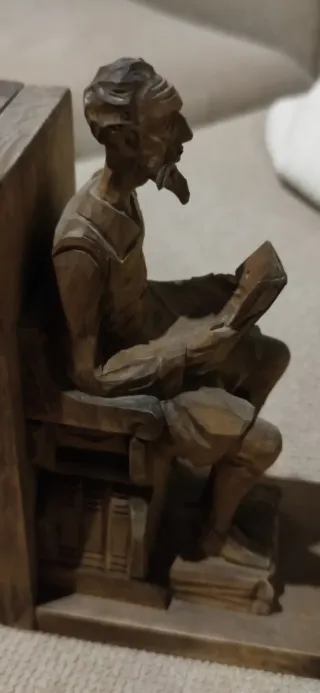 Sujetalibros de madera tallada QUIJOTE Y SANCHO