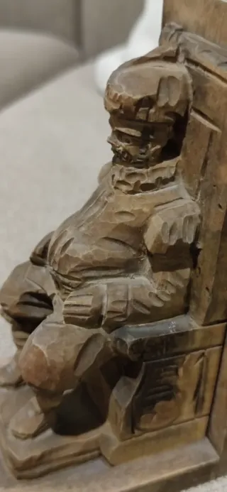 Sujetalibros de madera tallada QUIJOTE Y SANCHO