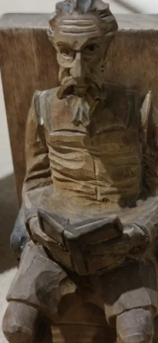 Sujetalibros de madera tallada QUIJOTE Y SANCHO