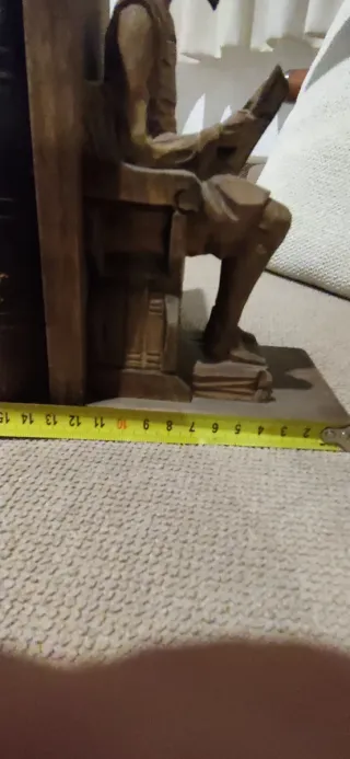 Sujetalibros de madera tallada QUIJOTE Y SANCHO