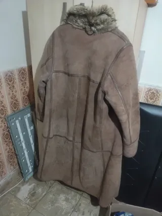 Abrigo Piel Auténtica Beige/Marrón