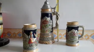 Servizio 3 Bicchieri Birra Antichi