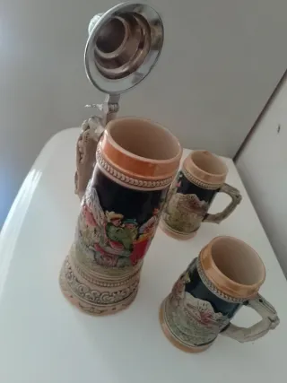 Servizio 3 Bicchieri Birra Antichi