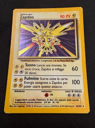 Carta Pokemon Zapdos Base 16/102 Foil Holo