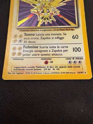Carta Pokemon Zapdos Base 16/102 Foil Holo