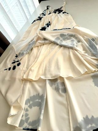 Vestido largo veraniego beige y azul XS