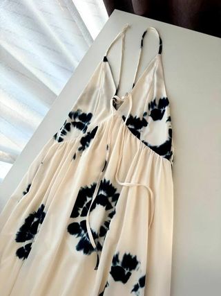 Vestido largo veraniego beige y azul XS