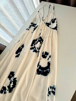 Vestido largo veraniego beige y azul XS