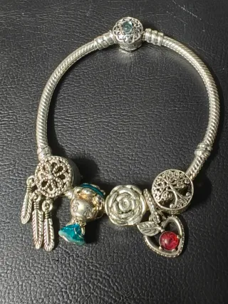Pulsera plata con charms