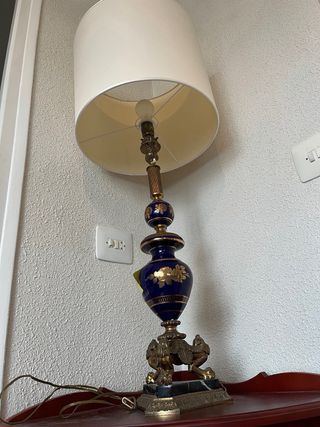 Lámpara de salón vintage azul y dorada