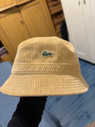 Gorro bucket Lacoste beige corduroy
