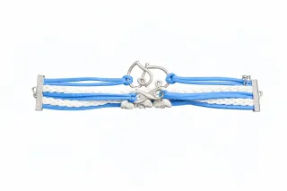 Pulsera Tiras Azules y Blancas con Charms