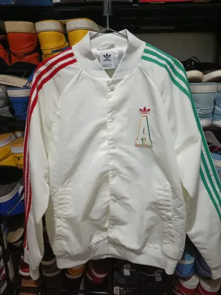 Chaqueta Bomber Adidas Blanca Rayas