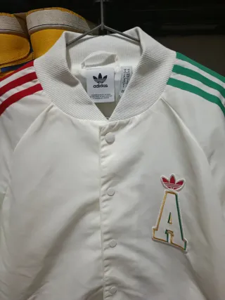 Chaqueta Bomber Adidas Blanca Rayas