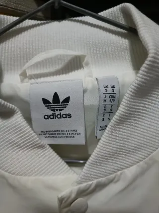 Chaqueta Bomber Adidas Blanca Rayas
