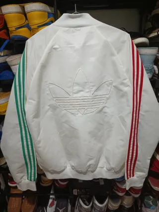 Chaqueta Bomber Adidas Blanca Rayas