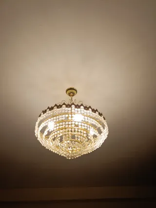 Lámpara de techo de cristal y metal
