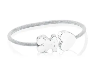 Pulsera Tous Oso y Corazón Plata
