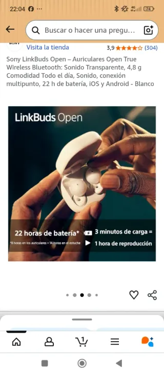 Auriculares Sony LinkBuds Open Blancos