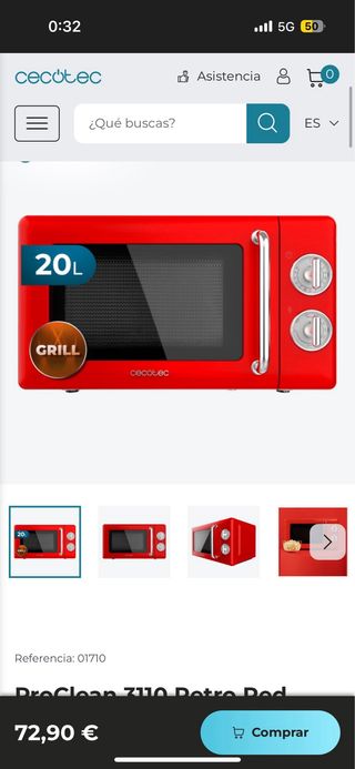 Cecotec Proclean 3010 Retro Red Microondas