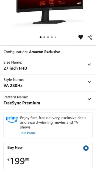 Monitor Aoc 280hz 27" Curvo