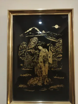 Cuadro japonés dorado y negro