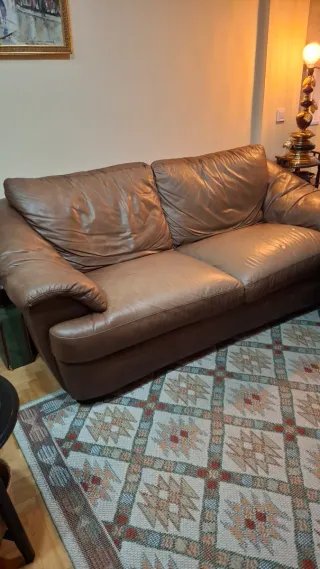 Sofá 3 plazas y sillón relax piel