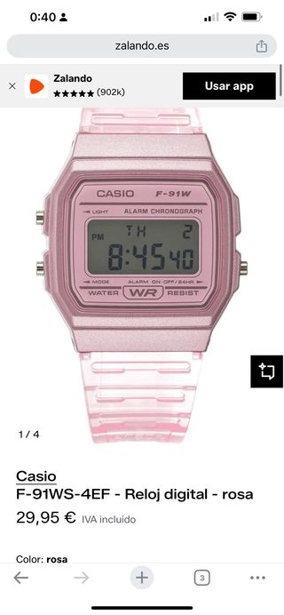 Casio Retro F-91W Plata Correa Transparente / Rosa