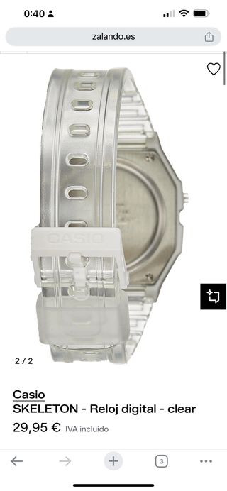 Casio Retro F-91W Plata Correa Transparente / Rosa