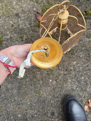 4 Lámparas de metal y cristal dorada