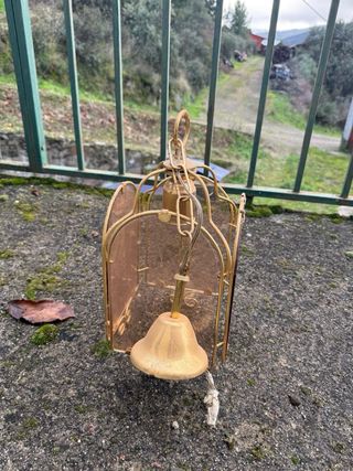 4 Lámparas de metal y cristal dorada