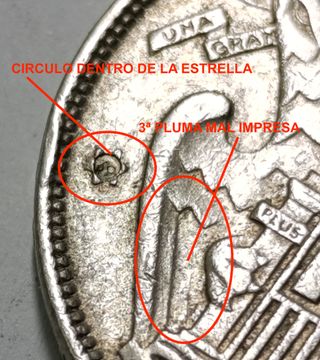 Moneda 25 Pesetas 1957 Estrella Retroquelada