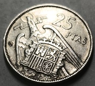 Moneda 25 Pesetas 1957 Estrella Retroquelada