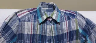 Camisa larga cuadros azul multicolor