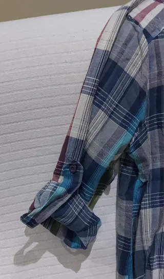 Camisa larga cuadros azul multicolor