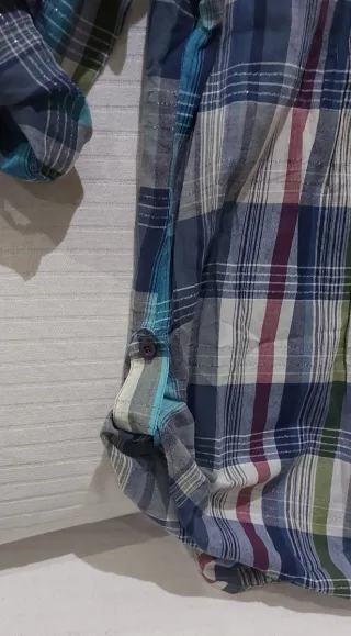 Camisa larga cuadros azul multicolor