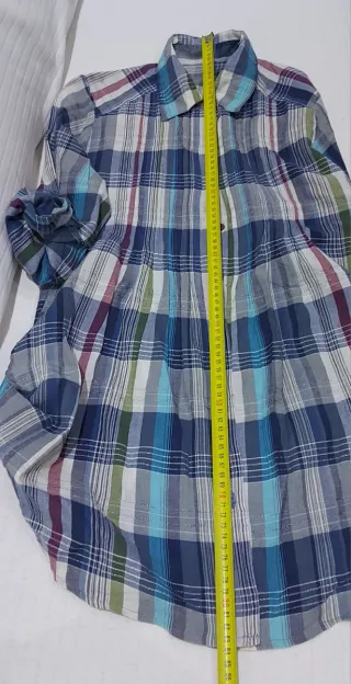 Camisa larga cuadros azul multicolor